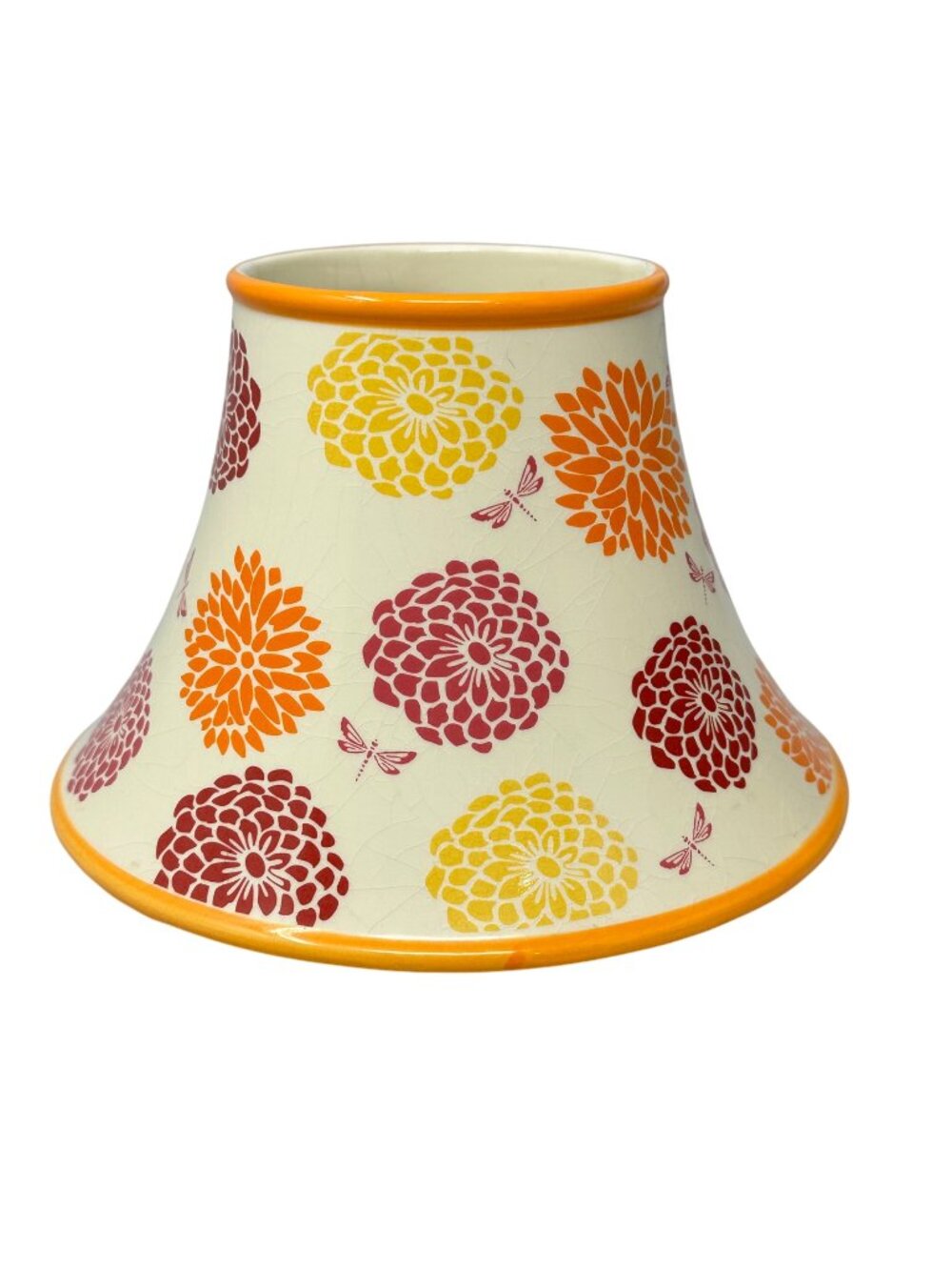 Yankee Candle Topper Shade Ceramic Mums Dragonfly Orange Pink Yellow Floral